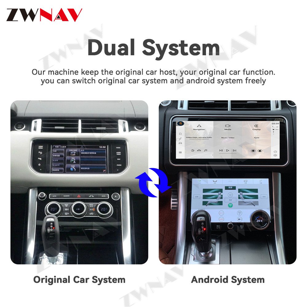ZWNAV GPS Navigation Screen For Range Rover Sport Android L494 Carplay 2013-2017 with AC Screen Multimedia Android Car Radio