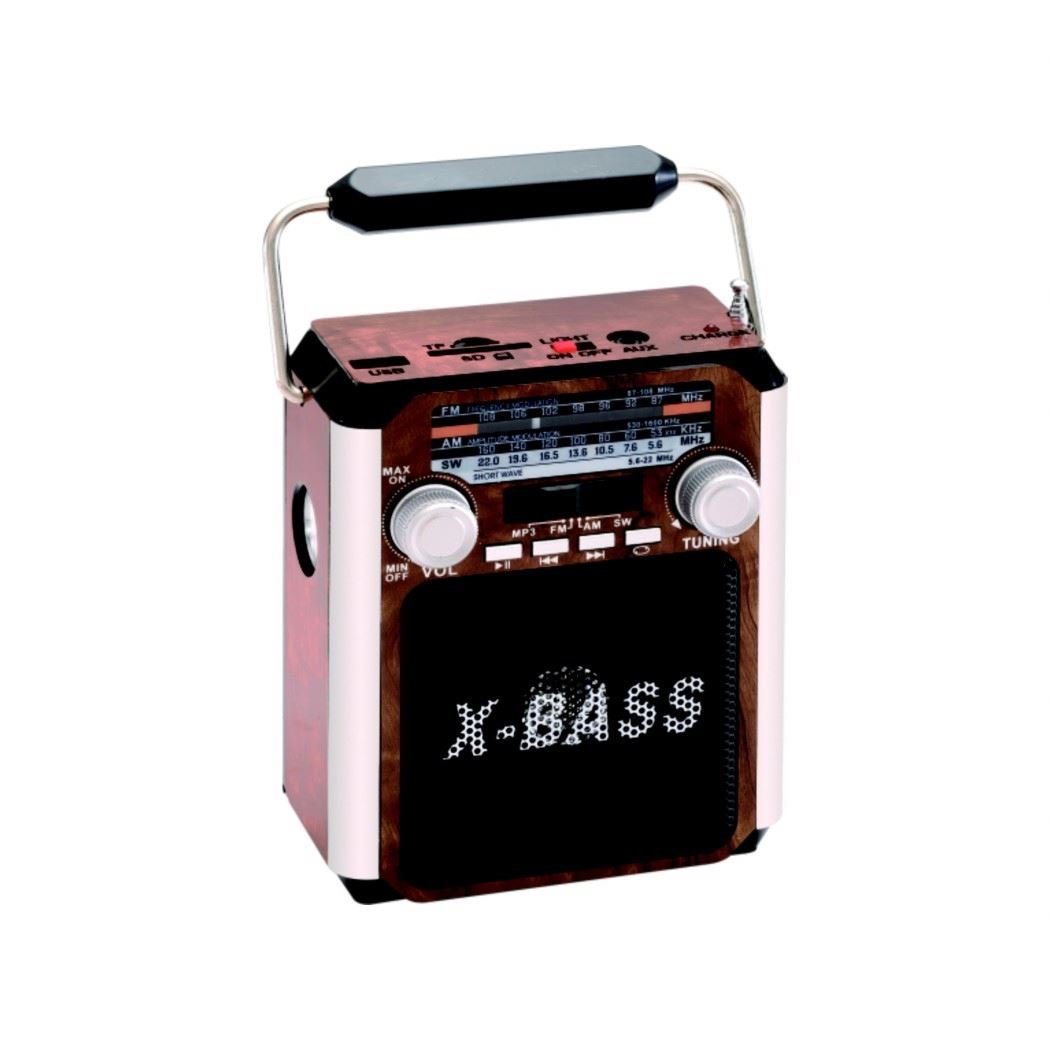 2024 Factory Price RS-619 FM AM SW 3 portable band Radio with USB SD TF card-aux in-d/c jack-recharge battery-torch-strap Radio