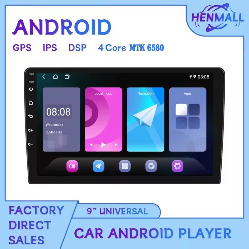 HENMALL 9 Inch Car Android Stereo Touch Screen WIFI Camera BT Carplay Android Auto GPS Navigation Radio Audio Car Radio player