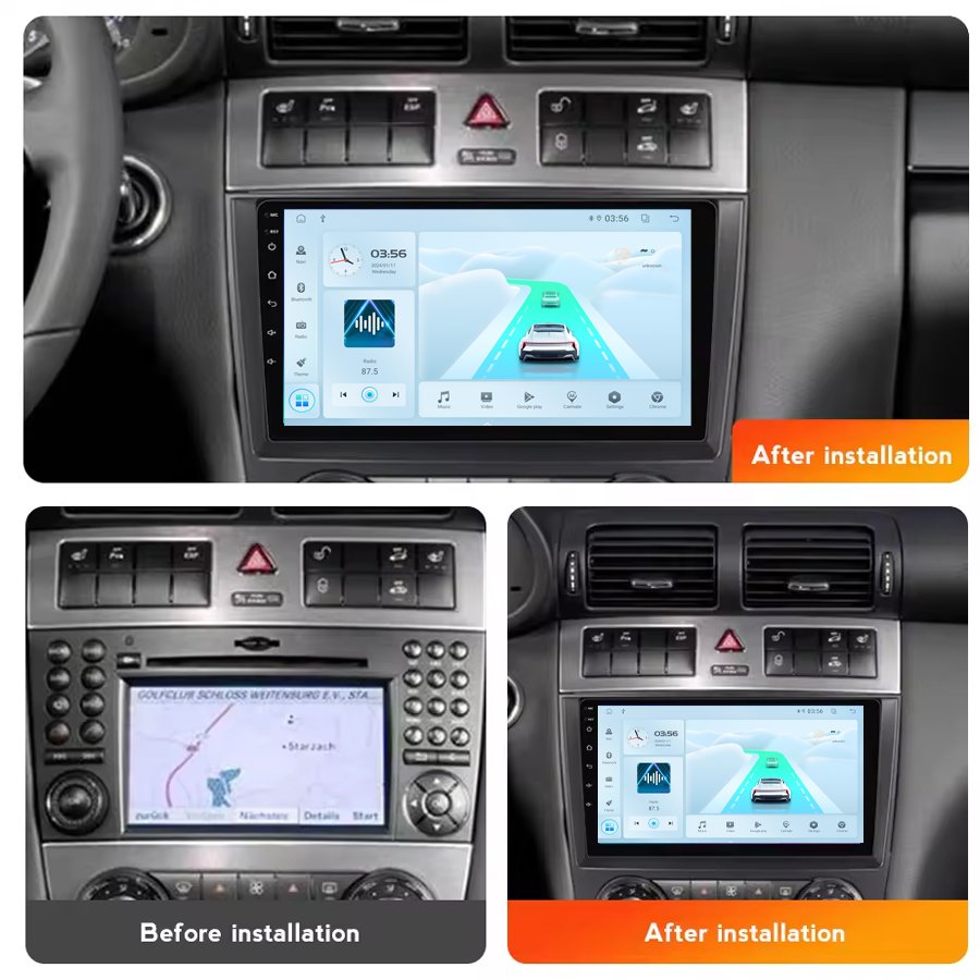 2+32GB IPS Android 13 Car Multimedia For Mercedes Benz W203 W209 W219 A-class A160 C-class C180 C200 Clk200 C230
