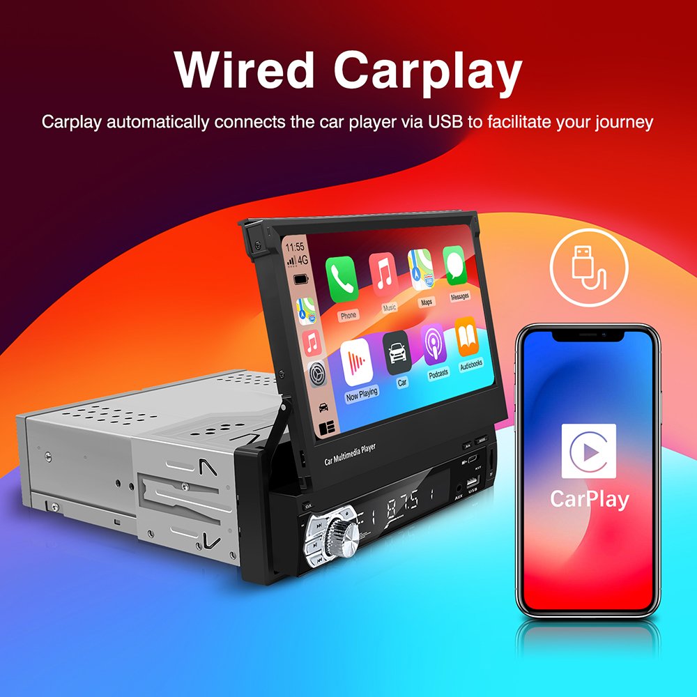 7inch carplay Android auto universal Retractable screen Radios Para Autos Multimedia Video Car Dvd Player