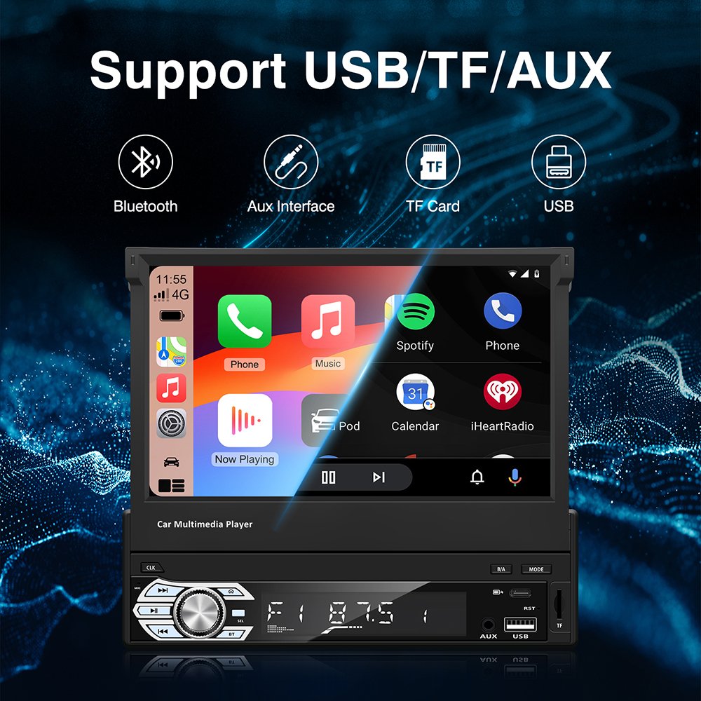 7inch carplay Android auto universal Retractable screen Radios Para Autos Multimedia Video Car Dvd Player