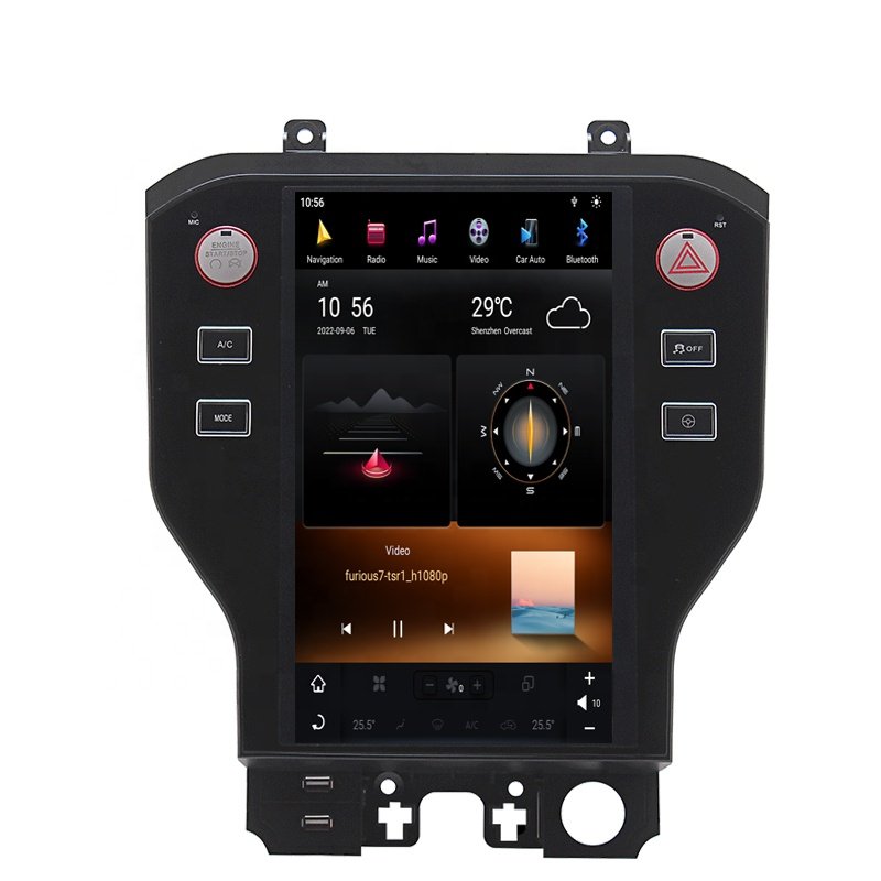 RoadNavi Tesla style Android 11 Car radio for Ford Mustang 2013-2020 Car Multimedia Player Wireless Carplay 4G
