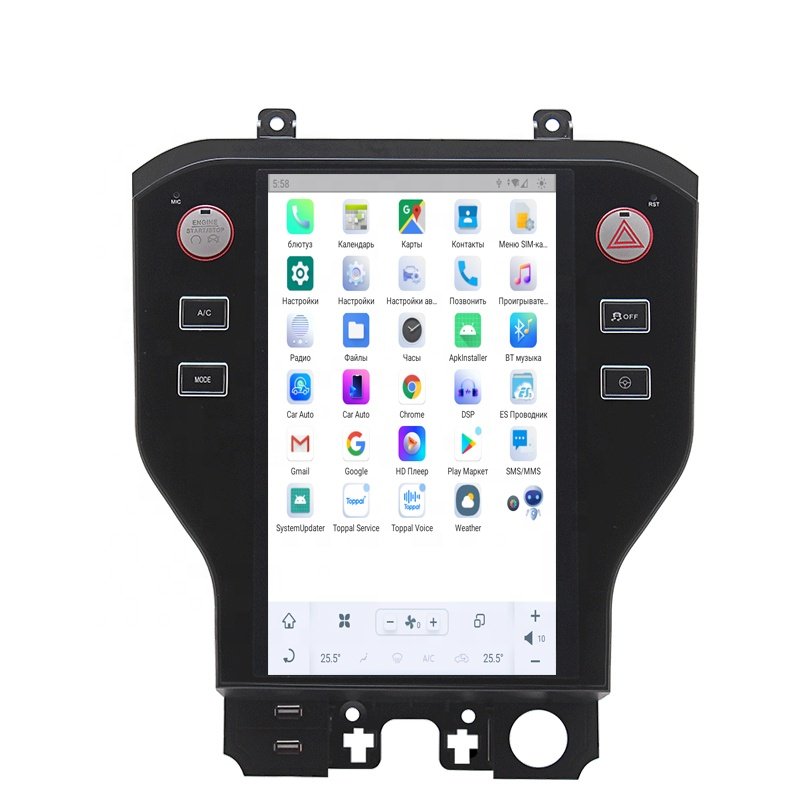 RoadNavi Tesla style Android 11 Car radio for Ford Mustang 2013-2020 Car Multimedia Player Wireless Carplay 4G