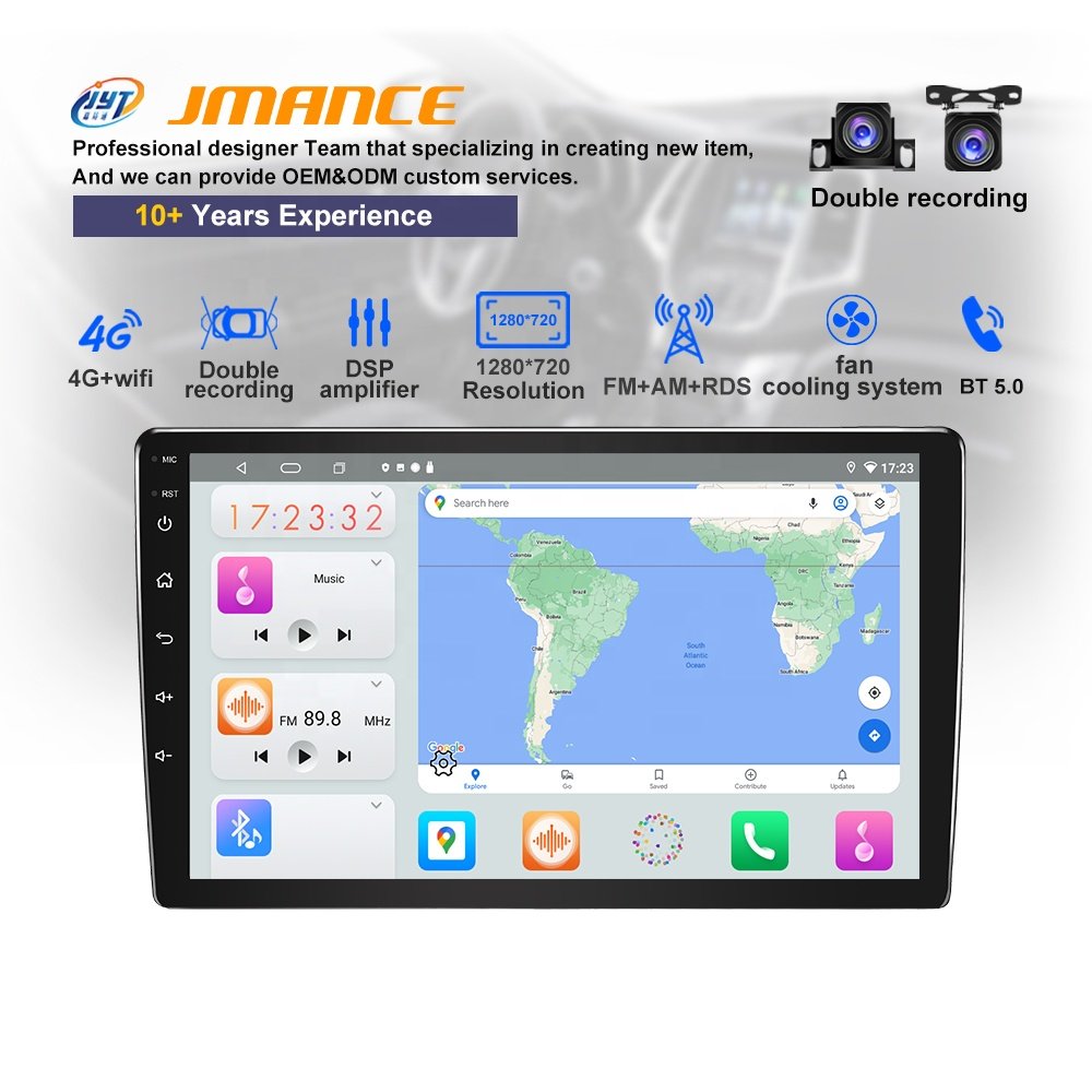Jmance 9 inch Dashboard Ram 2GB Rom 32GB 4G GPS Navigation BT 5.0 Android Auto Carplay Double Din Car Stereo Radio