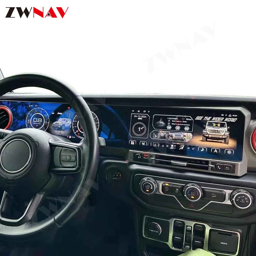 ZWNAV Speedometer LCD Dashboard Digital Instrument Cluster For Jeep Wrangle JL 2018-2024 Digital Cluster Android Car Radio