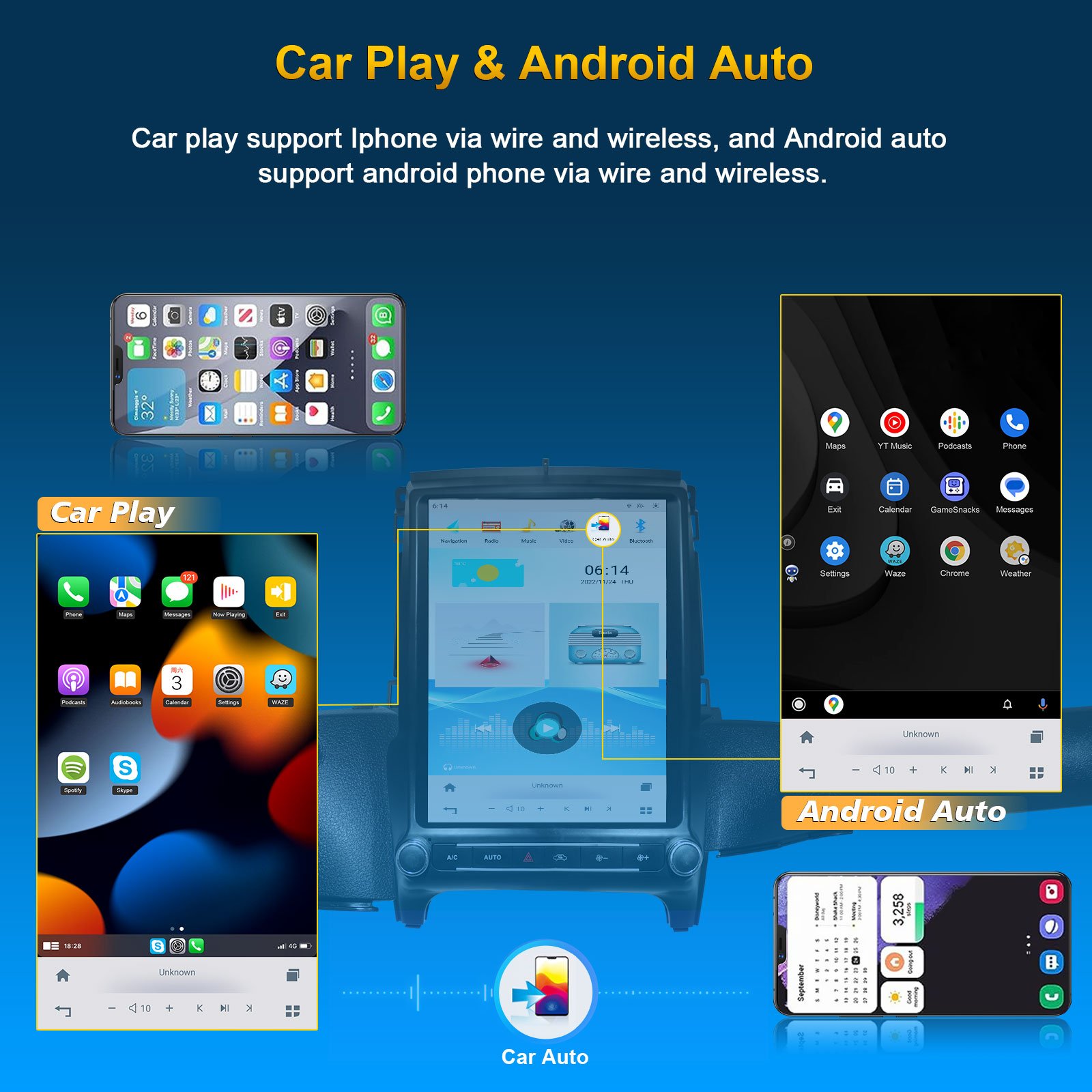 12.1 Inch With Android 7.1 Vertical Screen Car Stereo Radio GPS Navigation For Ford Ranger 2015- / Everest 2016-