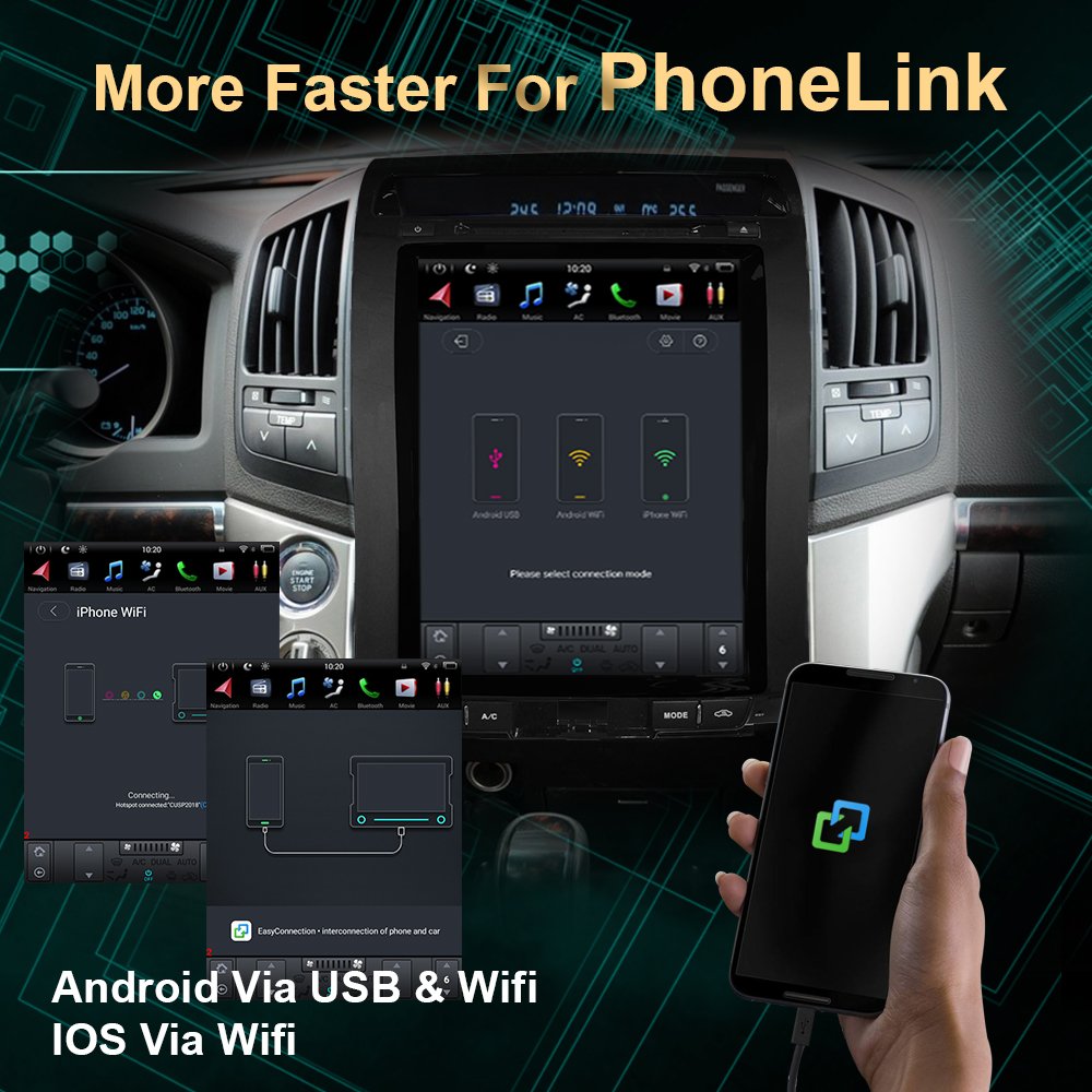 12.1 Inch Android 7.1 Vertical Screen Car Stereo Radio GPS Navigation For TOYOTA LAND CRUISER LC200 2008-2015