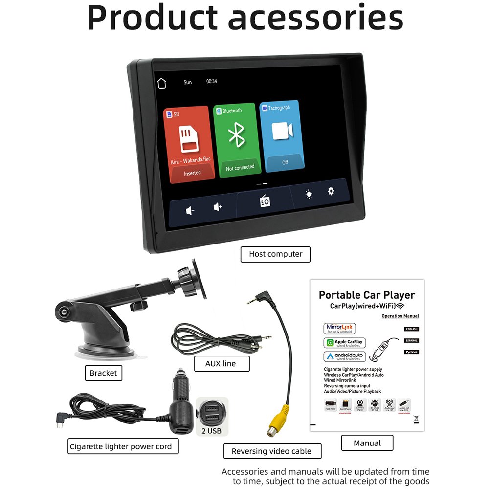 X5590R portable carplay screen 9 inch touch screen 1080P dvr dash camera mobile car radio pnd mp5 player car screen