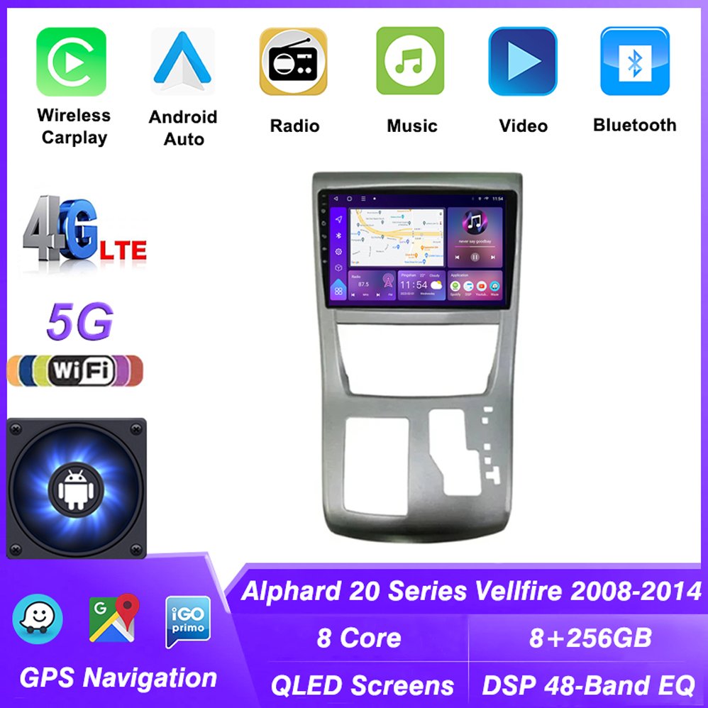 2 din car radio Android Car Radio Player For TOYOTA Alphard 20 Series Vellfire 2008-2014 RHD GPS Navigation Carplay auto radio