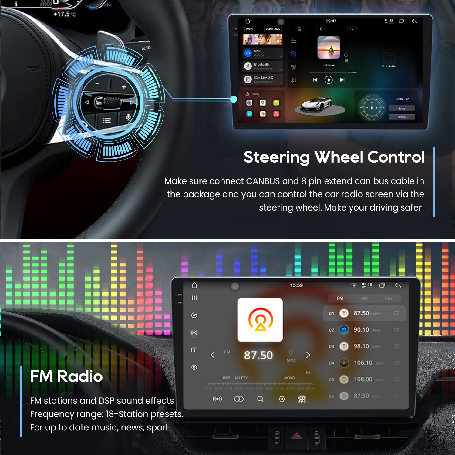 Double Din Carplay Radio Dvd Player Auto Audio Stereo 9 Inch 10 Inch Navigator Gps Android System Car MP5 Navigation For Car