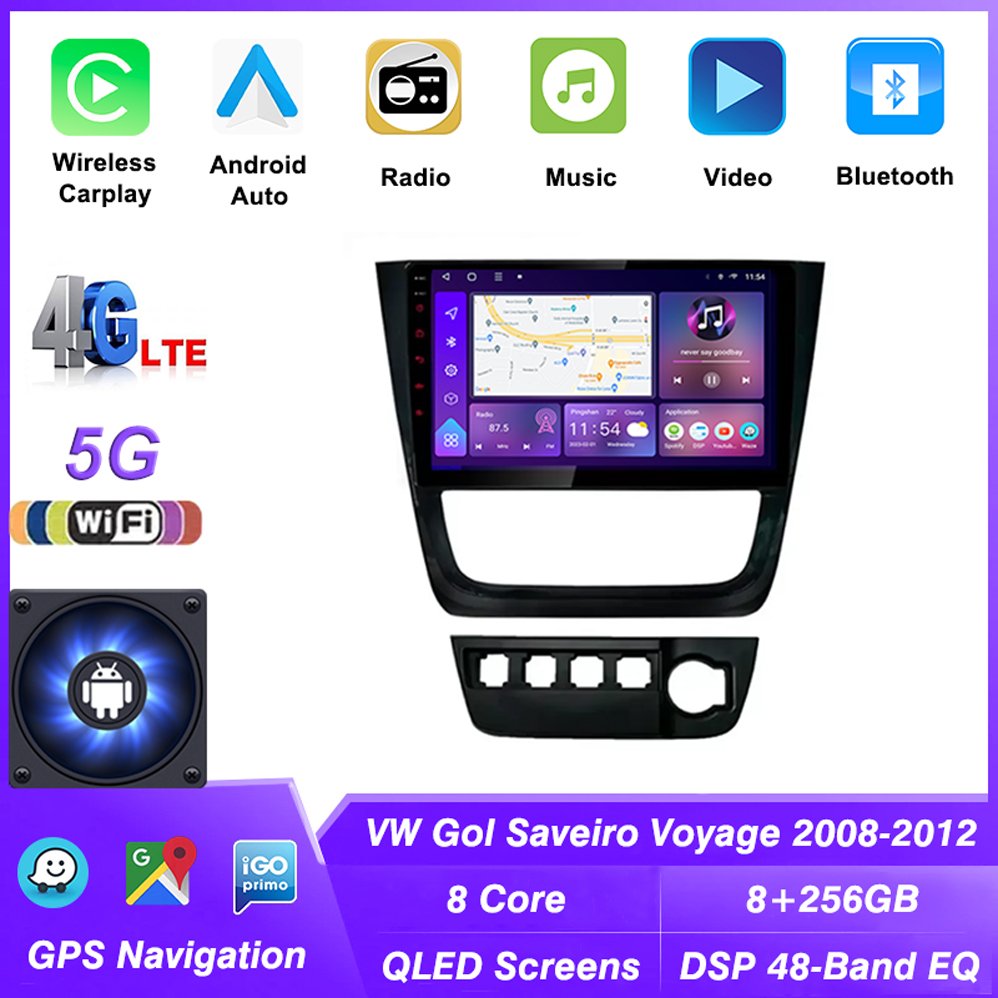 2 Din Android 13 Carplay Car Radio For VW Gol Saveiro Voyage 2008-2012 Car GPS Navigation Multimedia Android head unit