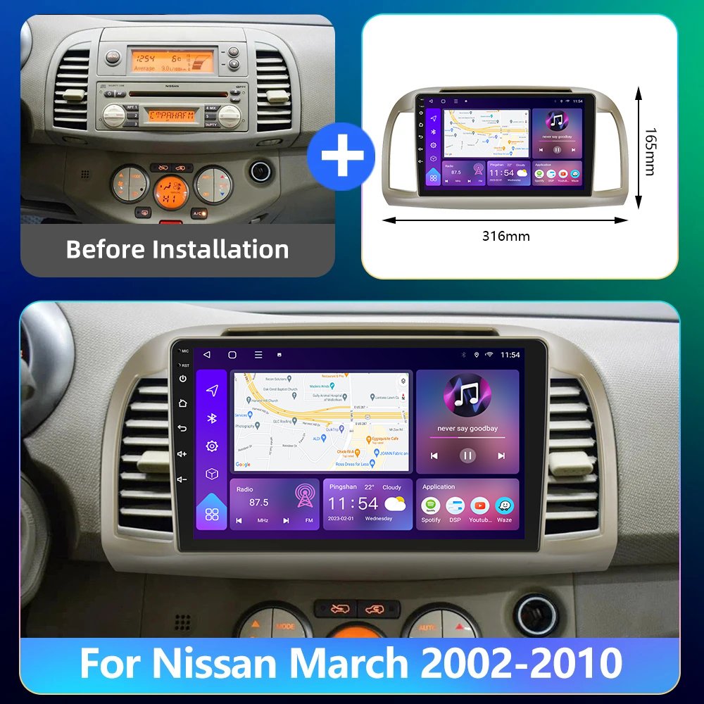 Android 13 Carplay Radio For For Nissan March Micra K12 2002-2010 Multimedia Carplay Stereo Car GPS Navigation Head Unit