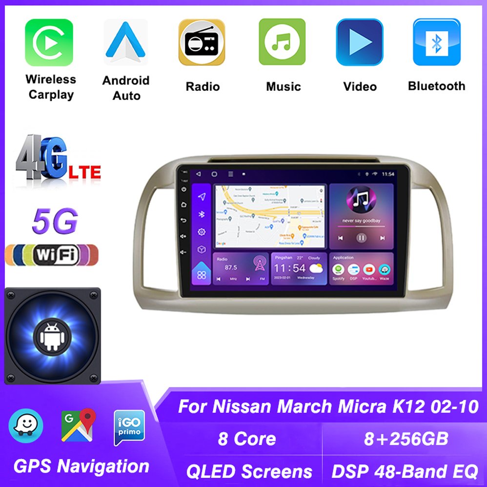 Android 13 Carplay Radio For For Nissan March Micra K12 2002-2010 Multimedia Carplay Stereo Car GPS Navigation Head Unit