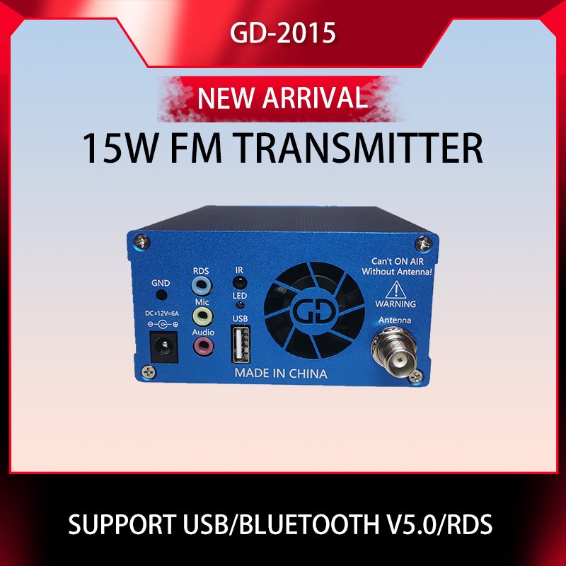 GD-2015-ALL 15W Wireless Broadcast FM Radio Station Radio Broadcast Transmitter QN chip TNC 76-108Mhz