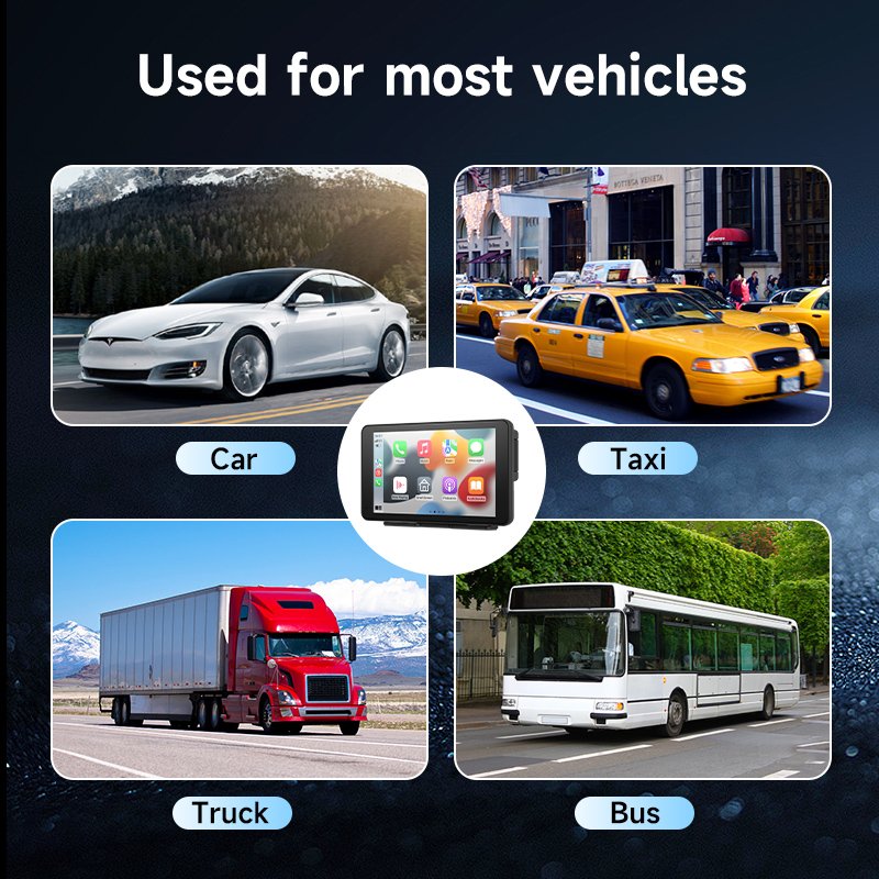 7 Inch 2.5D Touch Screen Car Stereo HD IPS Wireless Carplay Rearview Android Auto Mirror Link Portable Car Radio