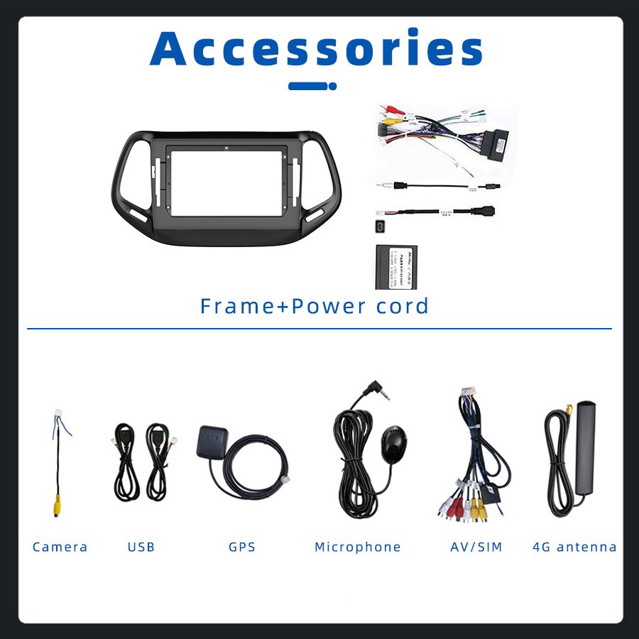 2K 2000*1000 Android 13 CarPlay 360 Camera DSP Car Stereo Radio Autoradio For JEEP Compass 2016-2019
