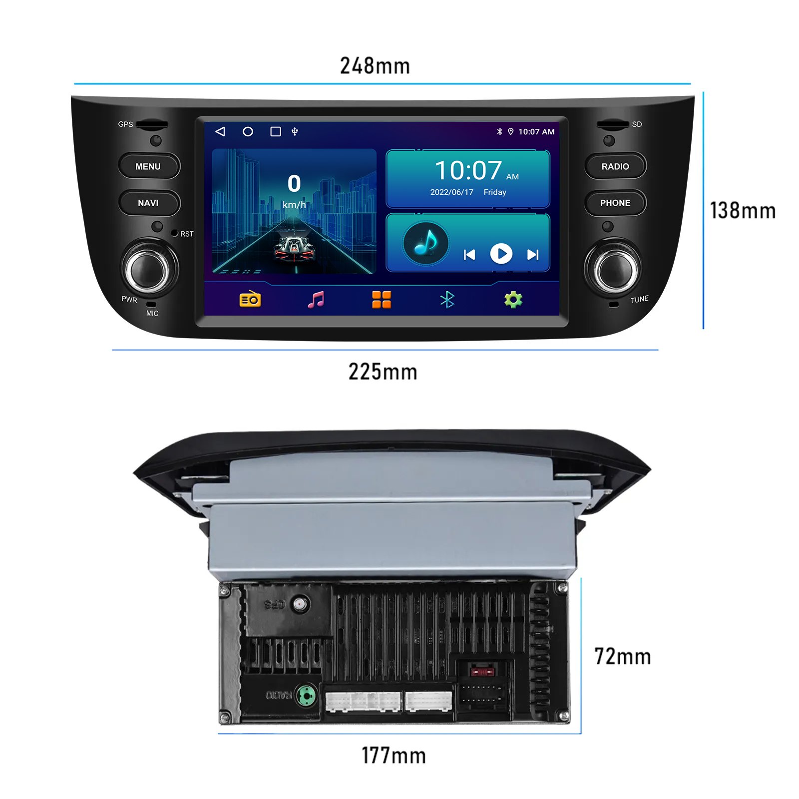 Double Din Android 13 Car Radio Stereo 6.2" Touch Screen CarPlay & Android Auto For Fiat Punto 2010-2016/Linea 2012-2015
