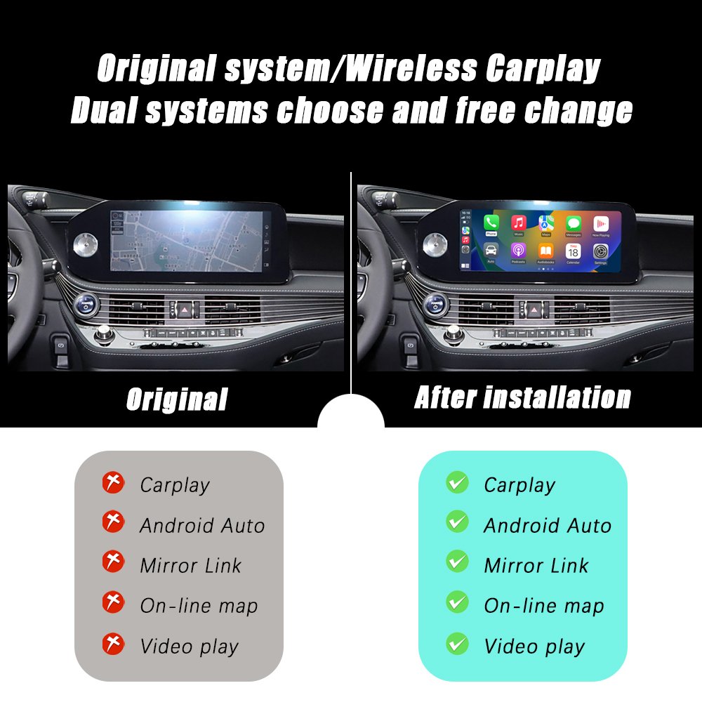 CZT-AUTO Wireless CarPlay And Android Auto For Lexus LS Series Remote Touch 2017-2022 8"/10.3" Screen Carplay Retrofit Kit