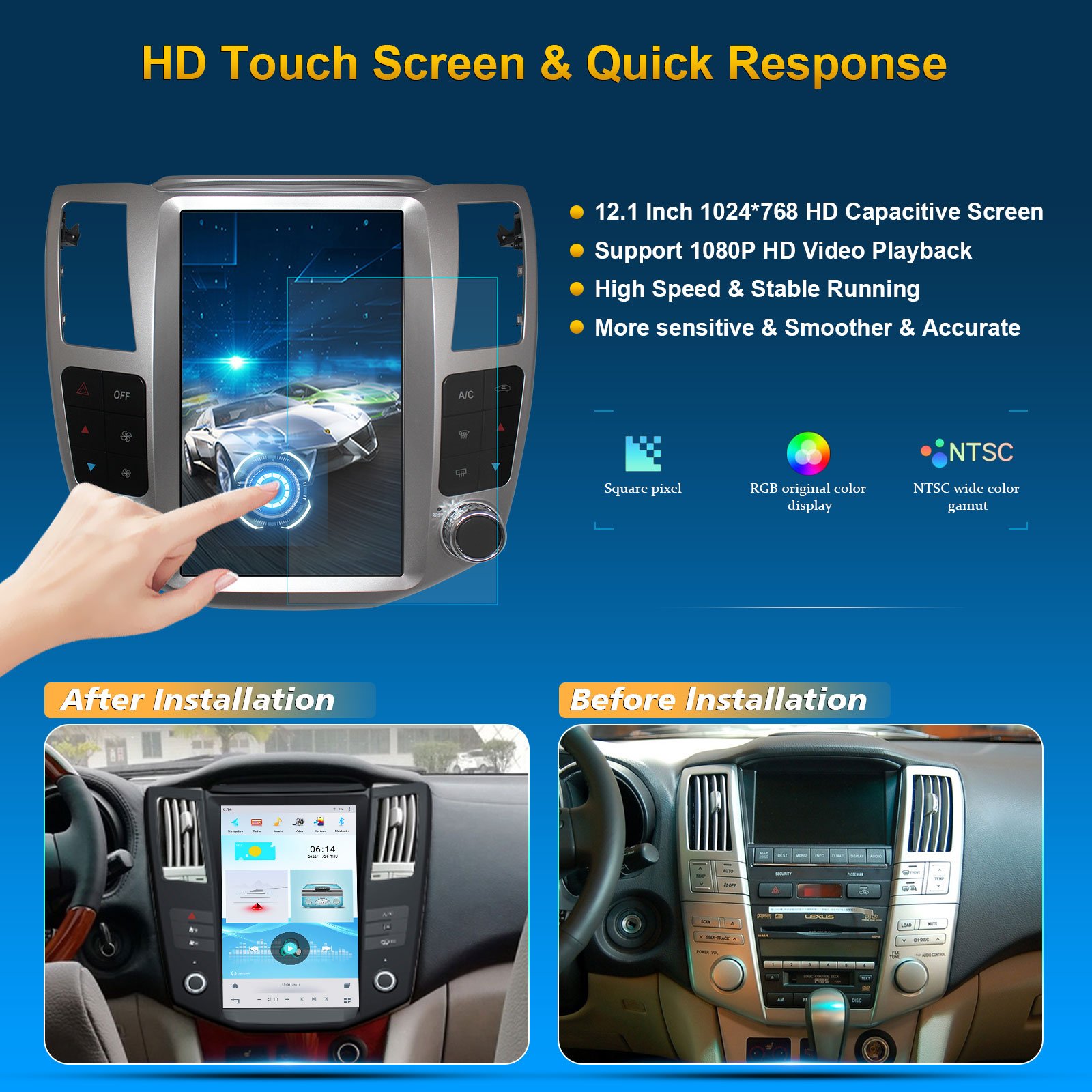 Hot 12.1 Inch Car Screen Android 7.1 Car Stereo Radio Car Play Video Play Multimedia GPS Navigation For Lexus RX330 High Level