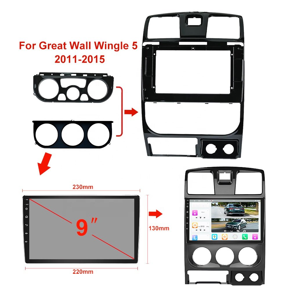 9 inch 2+32GB 4+64GB 6+128GB 4G BT 5.0 Carplay 2 Din Car DVD Player navigation system For Great Wall Wingle 5 2011-2015 Frame