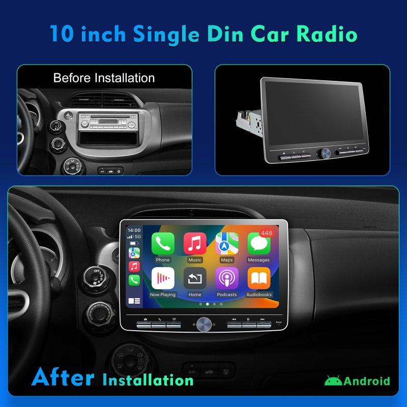 Smart CarPlay Screen for Car with Wireless Android Auto Car Stereo 10.1" HD Touchscreen for Car Mirror Link Backup Camera