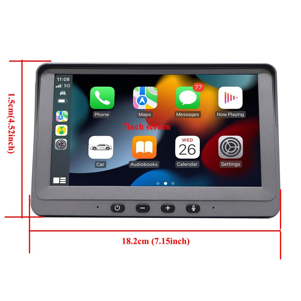 Universal portable 7 inch wireless car radio monitor with android auto carplay
