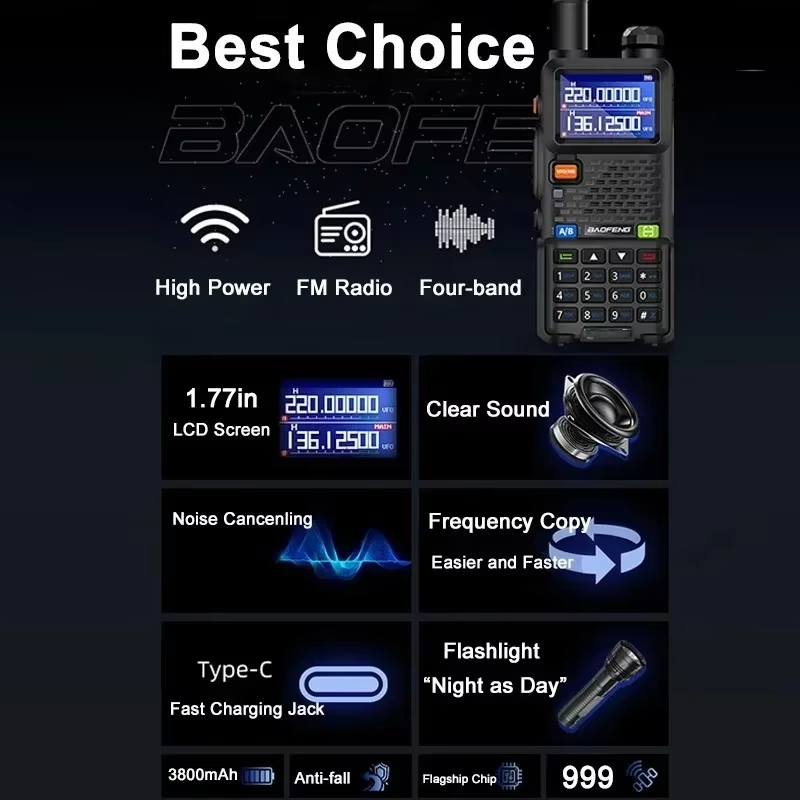 UV-5RM radio transceiver digital walkie-talkie supports TYPE-C charging with 8800mAh C