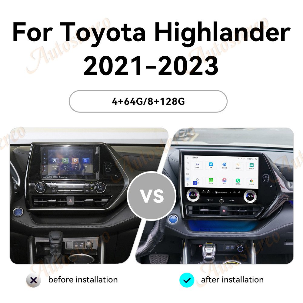 Android 13 For Toyota Highlander 2021-2023 Car Radio GPS Navigation Head Unit GPS Multimedia Player Audio Stereo