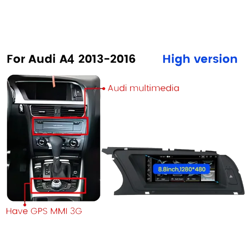 8.8" 8g+128g 8core android 13 Car Radio Dvd Gps navigation For Audi High version A4L A4 B8 2009-2016 built-in Split screen&DSP