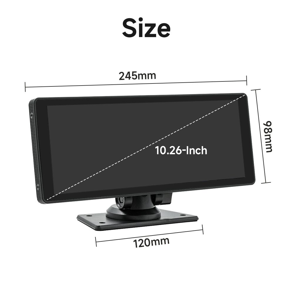 10.26 Inch Carplay Portable Monitor Wireless Carplay Screen 10.26" Carplay Screen Dash Cam Car Display Universal Multimedia