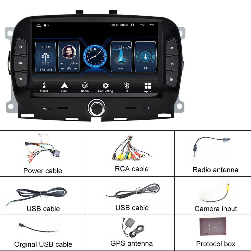 Android car radio GPS Wifi FM DVR For Fiat 500 2016-2019 Android Car Radio Multi Screen Display Car Android Radio