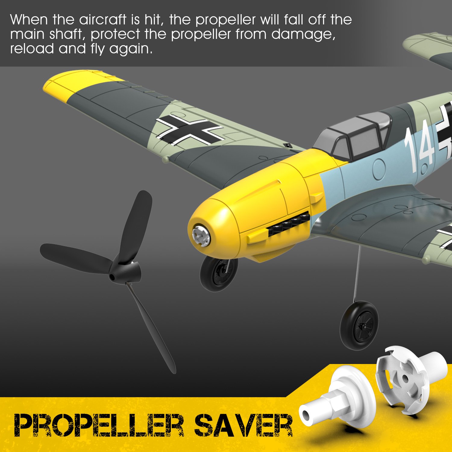 Volantex 400mm 4CH Rc Plane BF 109 RC Warbird For Beginners Electric Outdoor Foam Plane YELLOW Radio Control Toy 4 Channels