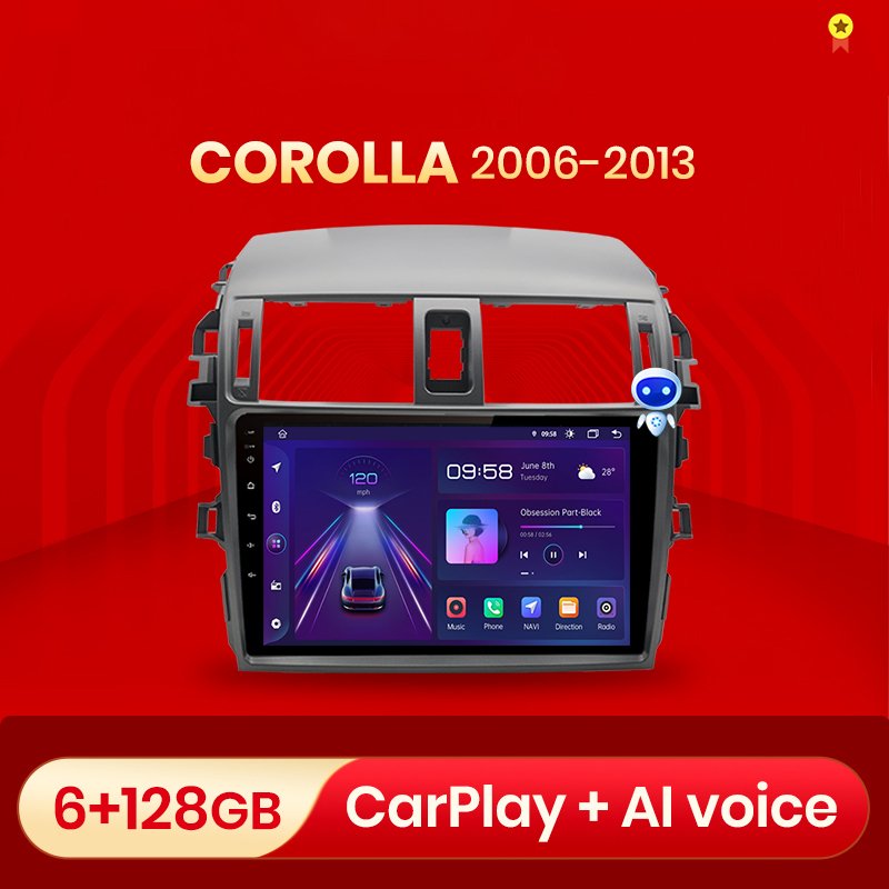 9 inch AI Voice 2 din Android Auto Radio for Toyota Corolla E140 E150 2006 -2013 Carplay Car Multimedia GPS 2 din car dvd player