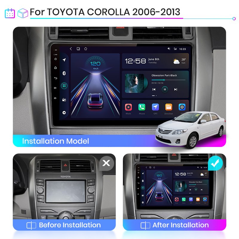 9 inch AI Voice 2 din Android Auto Radio for Toyota Corolla E140 E150 2006 -2013 Carplay Car Multimedia GPS 2 din car dvd player