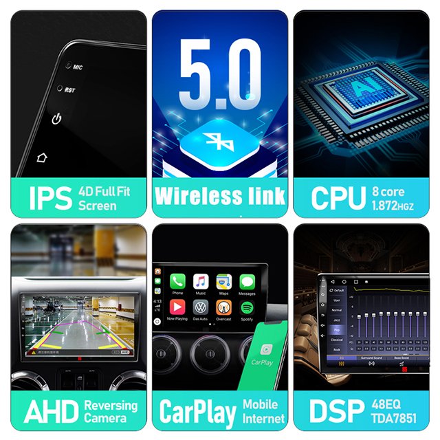 Wholesale Universal Android 12 Auto Radio Mp5 Player Car Stereo 2Din 1280*800 Fully Fitted Screen Car Multimedia DVD Player