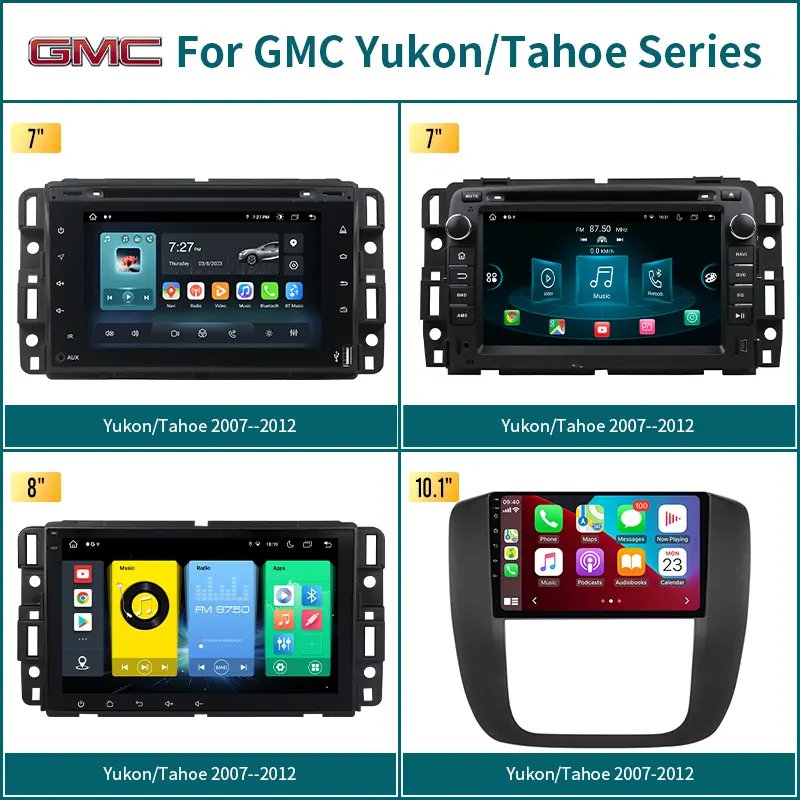 7/8" Android 13.0 Head Unit Car Radio for GMC Yukon Chevy Chevrolet Tahoe Buick Enclave 2007-2012 CarPlay Screen