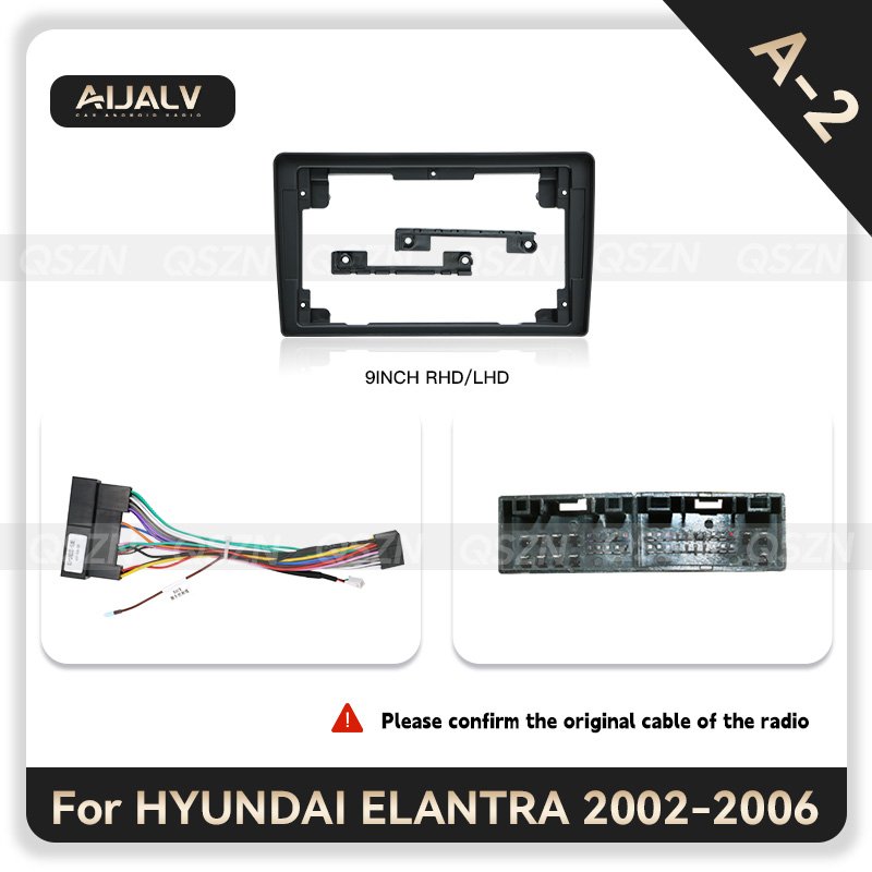 9INCH 2DIN car radio frame fascia plate for HYUNDA ELANTRA 2002-2006 Matten Black LHD/RHD auto audio DVD player frame trim kit