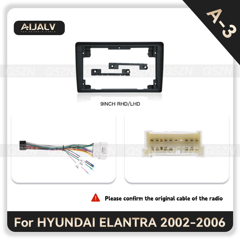 9INCH 2DIN car radio frame fascia plate for HYUNDA ELANTRA 2002-2006 Matten Black LHD/RHD auto audio DVD player frame trim kit