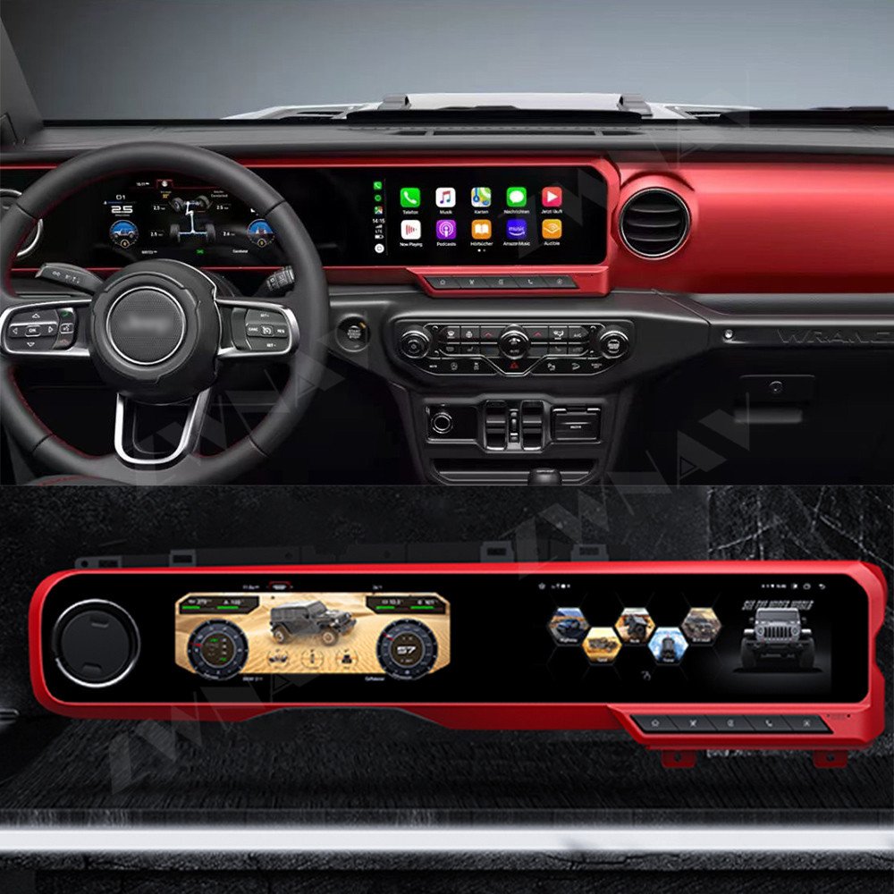 ZWNAV Android Car Radio Long Strip QLED Screen Multimedia Player For Jeep Wrangler JL Gladiator 2018-2024 Digital Dashboard