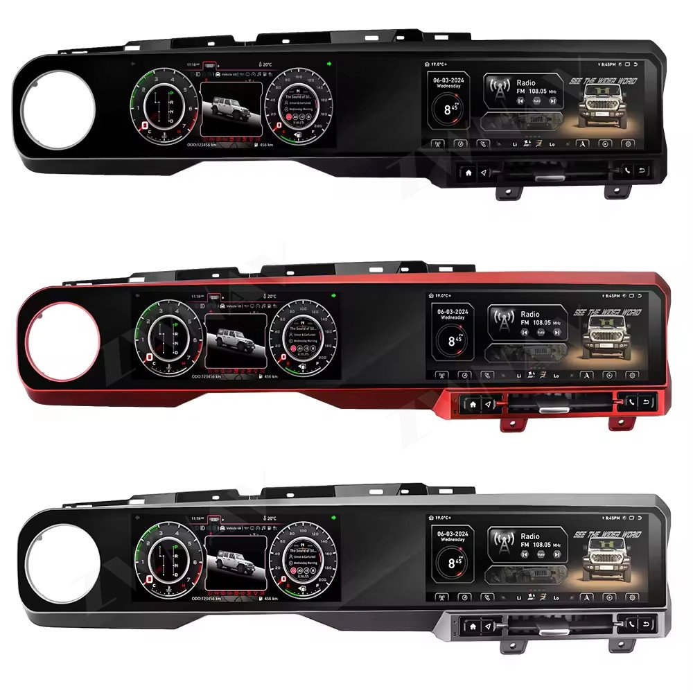 ZWNAV Android Car Radio Long Strip QLED Screen Multimedia Player For Jeep Wrangler JL Gladiator 2018-2024 Digital Dashboard