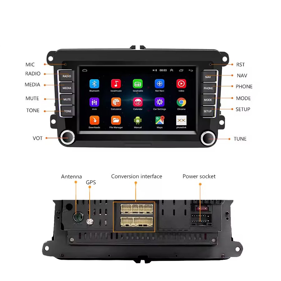 7 Inch IPS Touch Screen Autoradio 2 Din Car Radio Stereo Gps Wifi Bt Fm For Volkswagen Vw passat polo golf 5 6 touran Skoda
