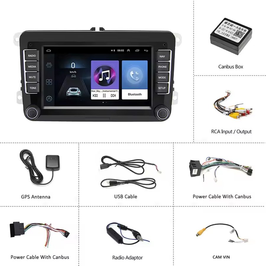 7 Inch IPS Touch Screen Autoradio 2 Din Car Radio Stereo Gps Wifi Bt Fm For Volkswagen Vw passat polo golf 5 6 touran Skoda