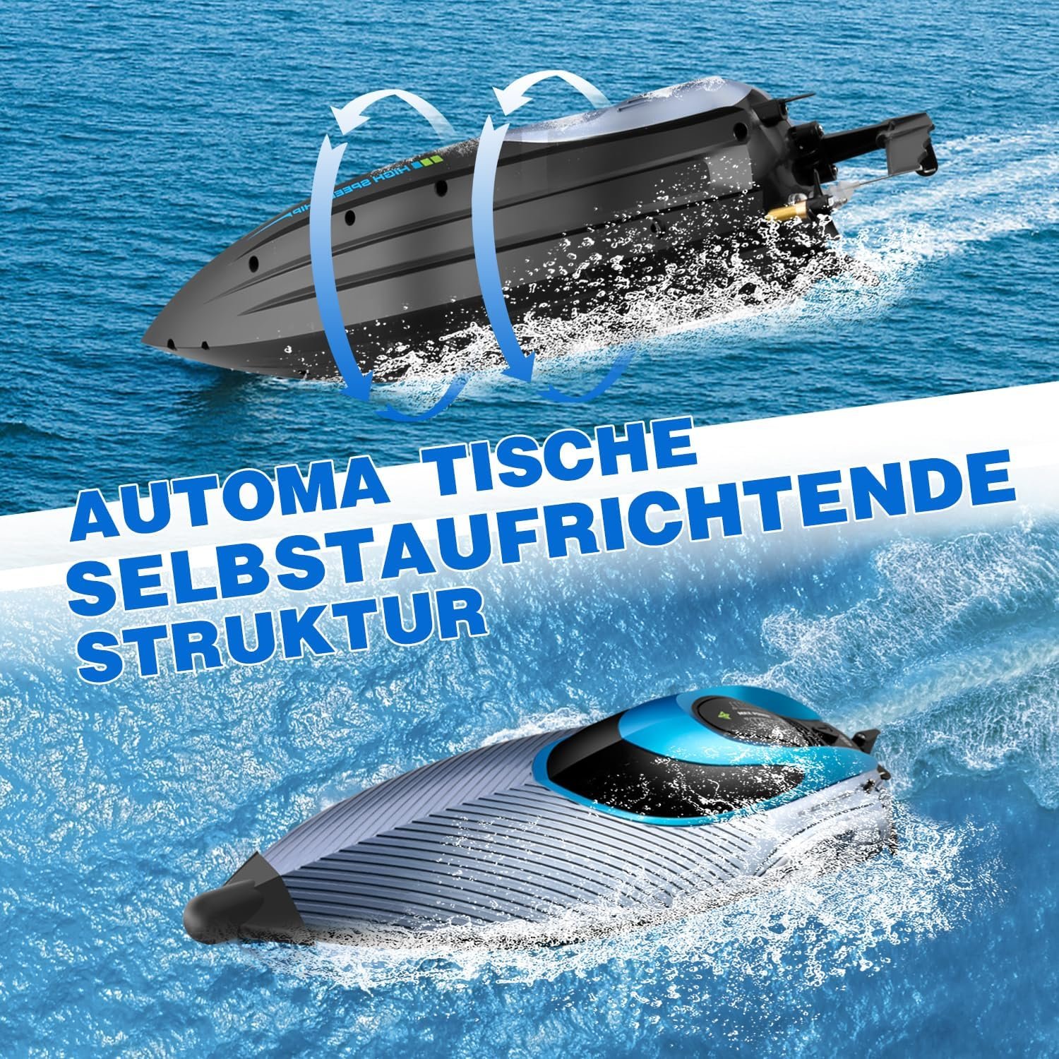S3 RC Boat 45km/h Highspeed 4 Channels Remote Control Racing Boats Model Toys 2.4GHz RC Speedboat Waterproof with LED Lights