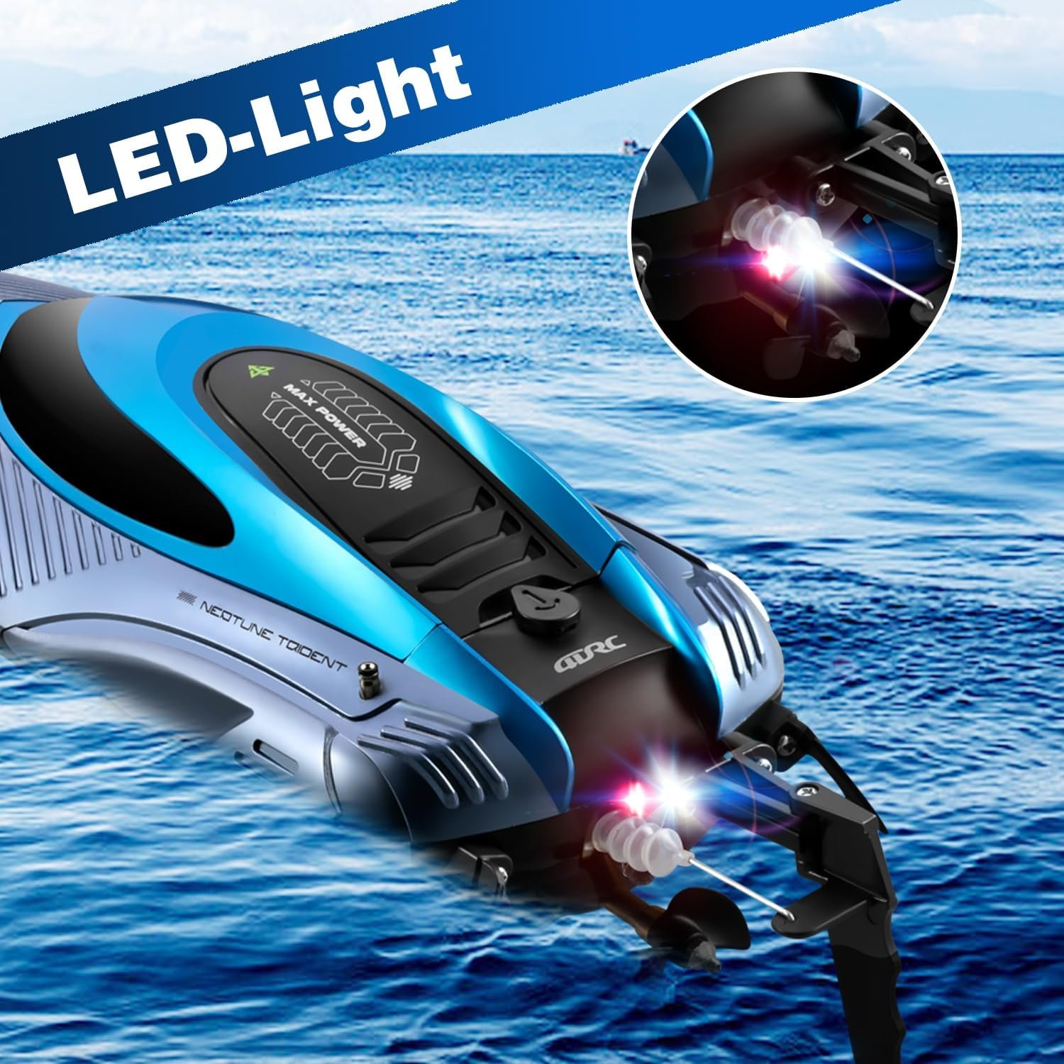 S3 RC Boat 45km/h Highspeed 4 Channels Remote Control Racing Boats Model Toys 2.4GHz RC Speedboat Waterproof with LED Lights