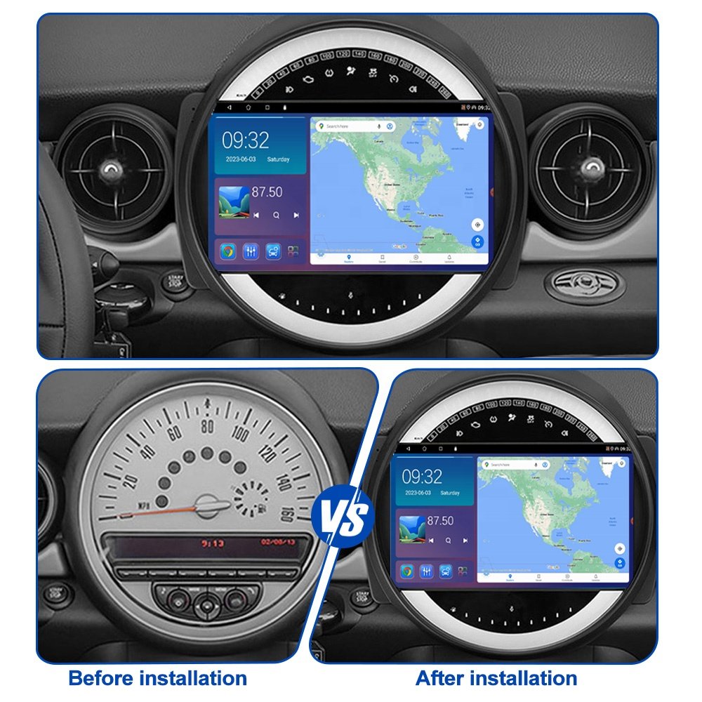 Jmance Carplay GPS Navigation Android Auto 9 inch Head Unit Ram 2GB Rom 32/64GB 2 Din Car Radio For BMW Mini 2007 - 2015