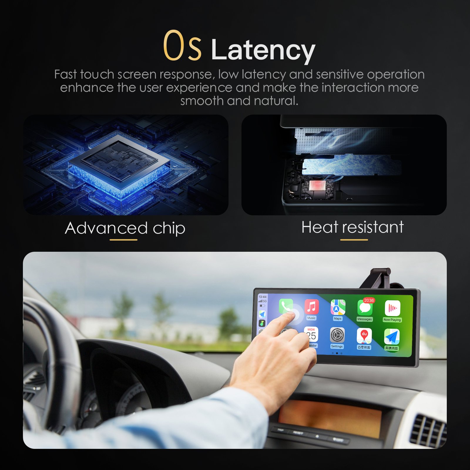Wireless Apple Carplay Android Auto 8.8 Inch HD 1920*720 Car play touch Screen Display Smart portable Carplay Screen