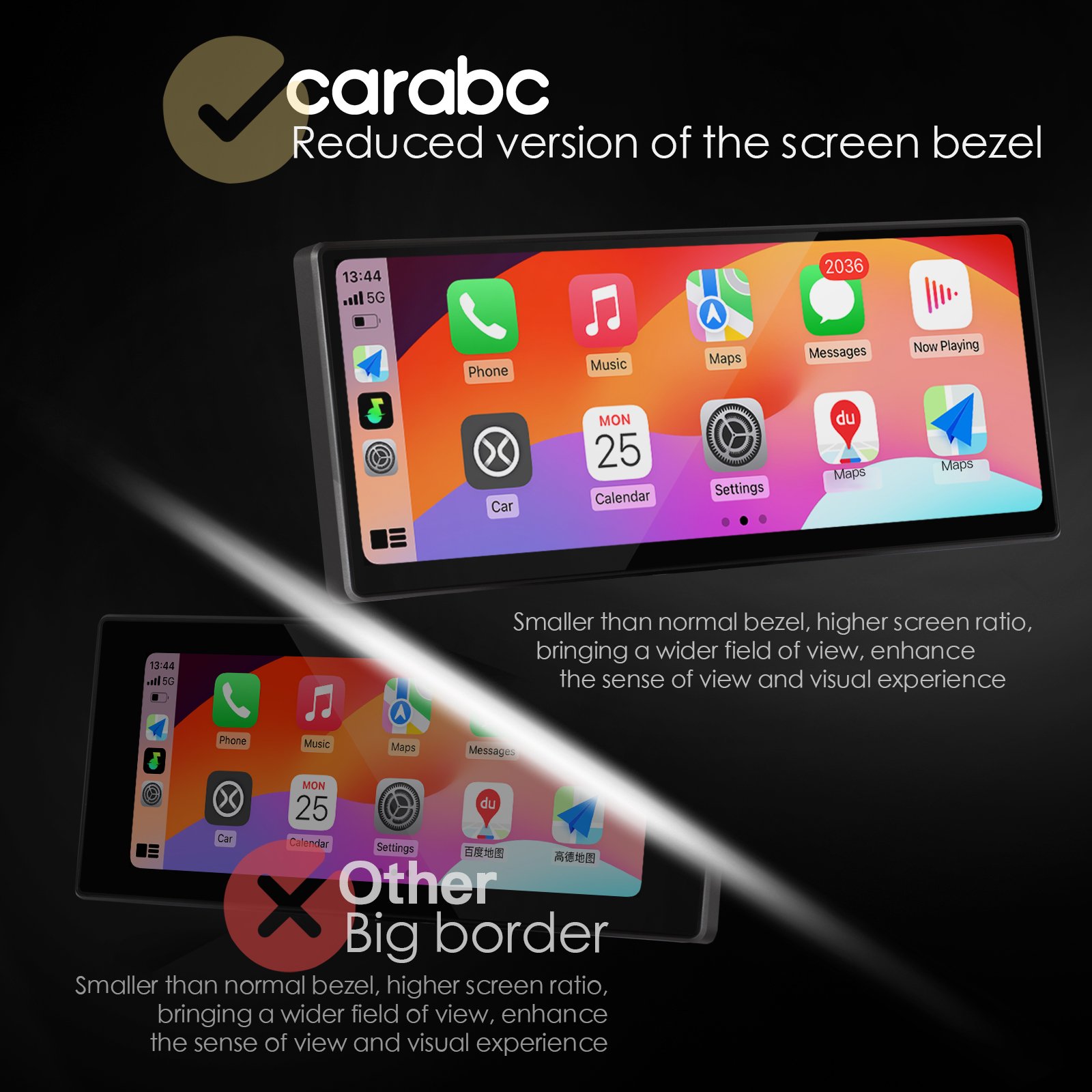 Wireless Apple Carplay Android Auto 8.8 Inch HD 1920*720 Car play touch Screen Display Smart portable Carplay Screen
