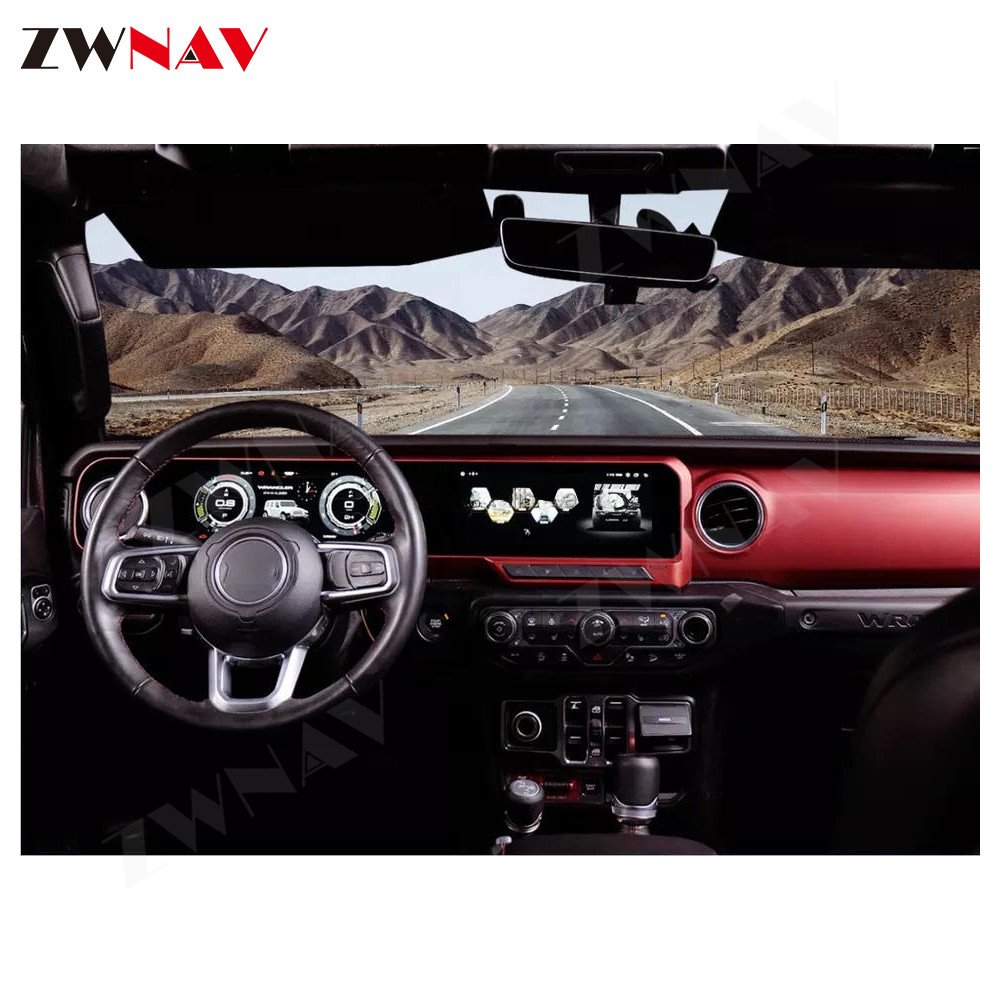 ZWNAV 1920*1080 Car Radio Player GPS Navigation For Jeep Wrangle JL 2018-2024 Digital Cluster Virtual Instrument Cluster