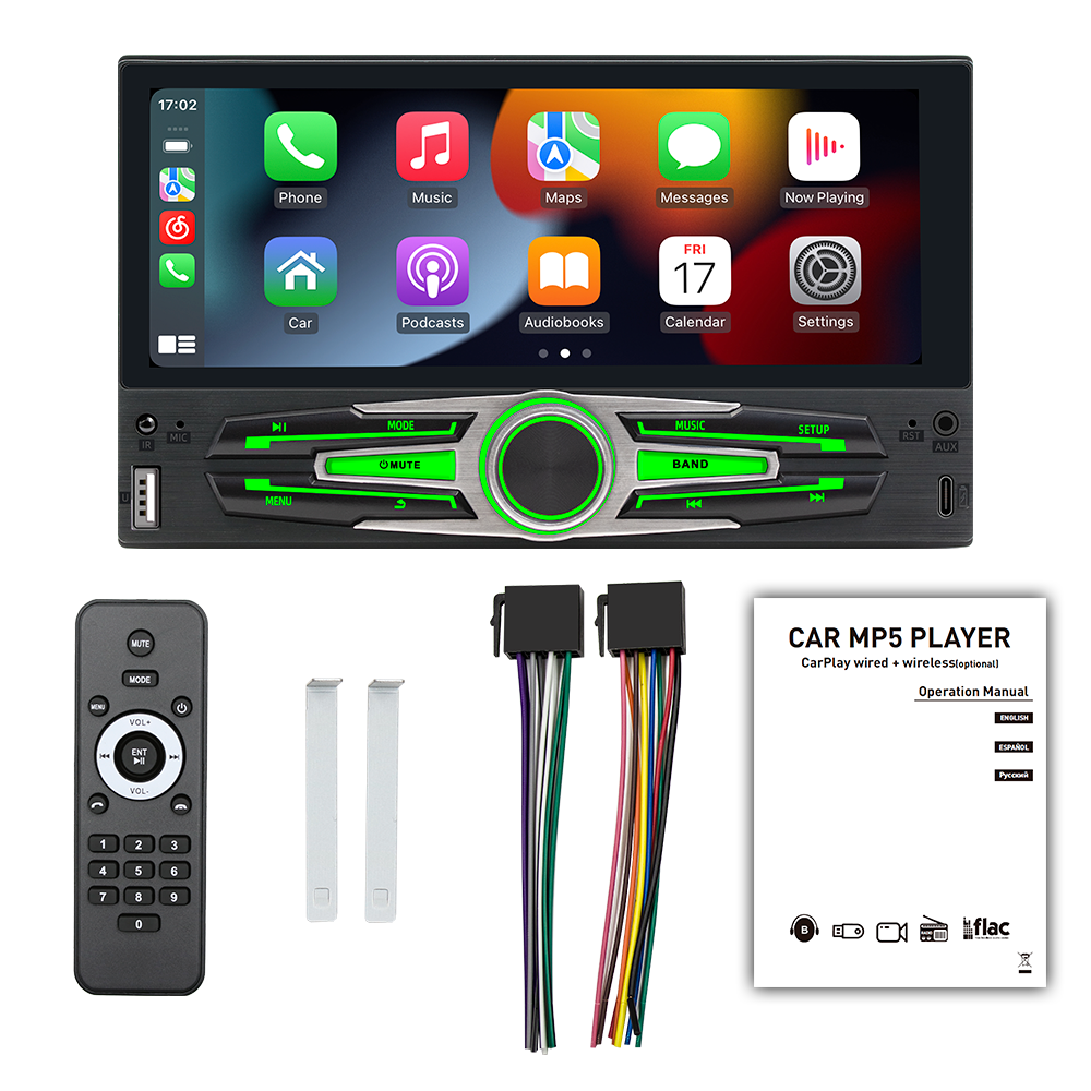 Bestree universal single 1 din car radio mp5 player with wireless carplay android auto mirror link BT FM RDS radio car stereo